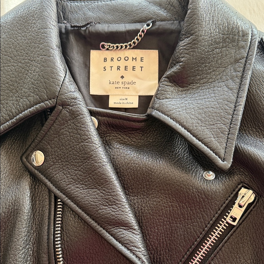 ♠️ Kate Spade Black Leather Moto Jacket - Picture 4 of 5